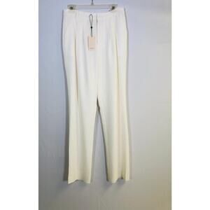 New With Tags Cinq A Sept Elisabeth Crepe Pleated Lined Trousers 6 Ivory